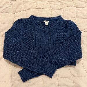 L.L. Bean Vintage Women’s Navy Speckled Roll Neck Cable Knit Sweater, Size S